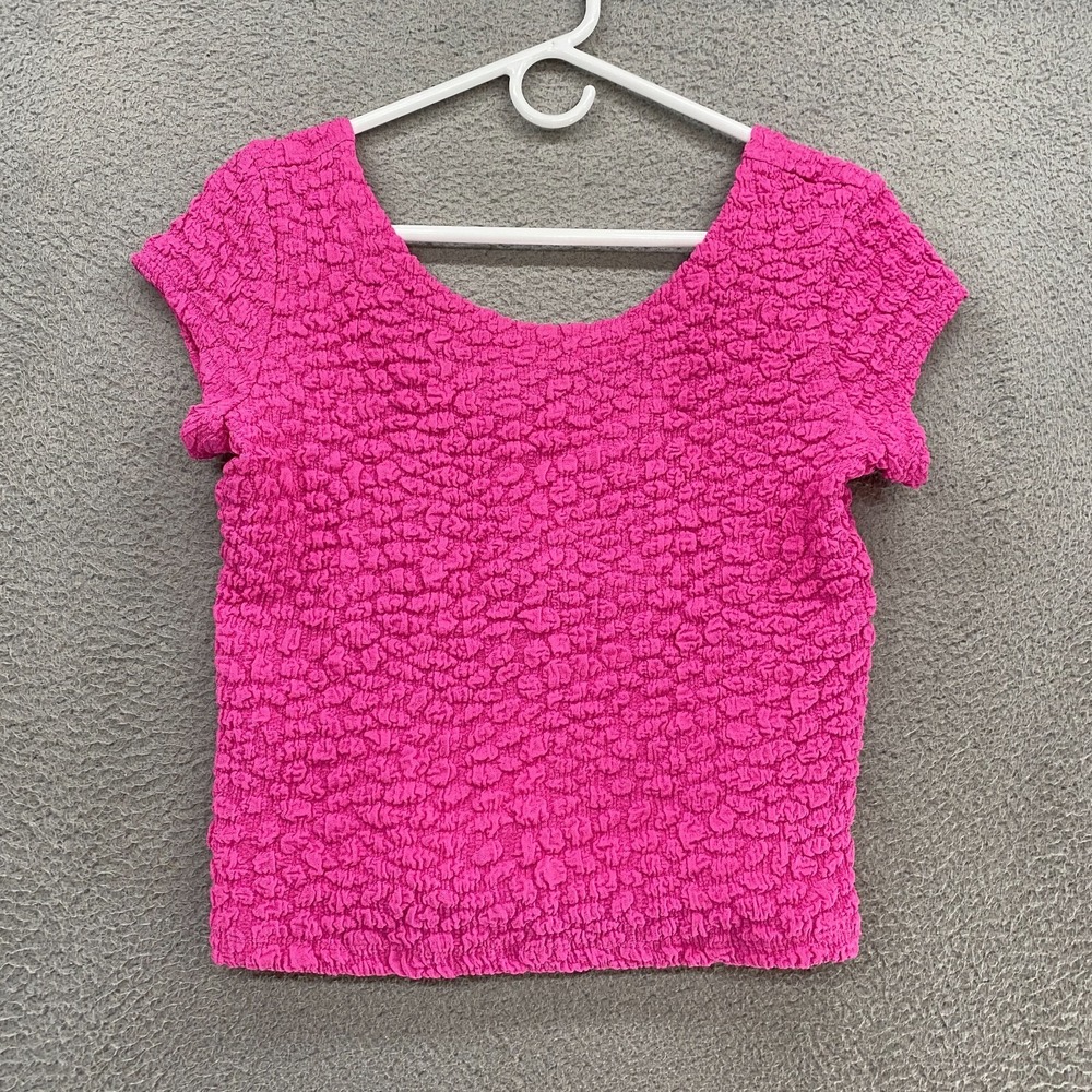 Maeve Anthropologie 90s Top Womens XS Popcorn Socialite Pink Textured Scoop Back